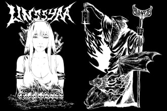 illustration  hardcore metal punk for poster,cover,merch