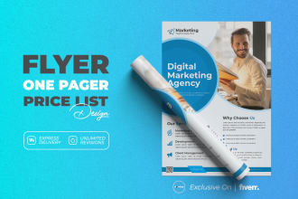 design one pager, sales sheet, price list, business  flyer