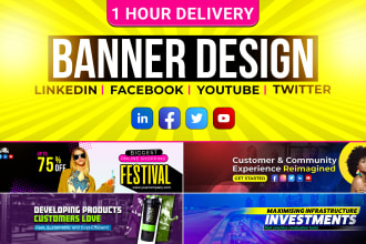 design linkedin company header, facebook cover, youtube, twitter banner