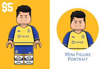 draw lego minifigure portrait from your photo in 24 hours