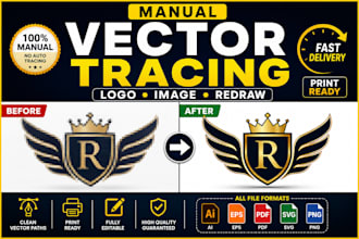 manually vectorize and redraw your logo or image
