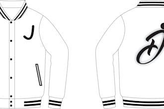 design a varsity or bomber jacket tech pack