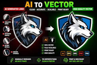 redraw and convert your ai generated logo to vector