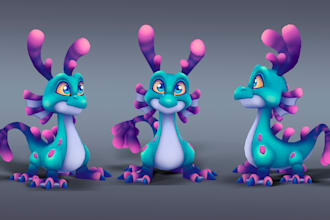 create stylized low high poly 3d model for print and games