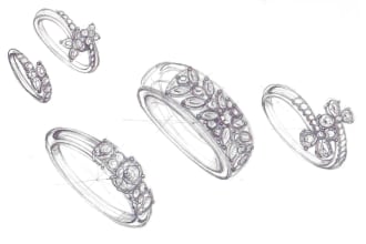 do jewelry design sketch and technical drawing