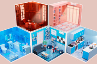 make low poly 3d models, environments, game ready props