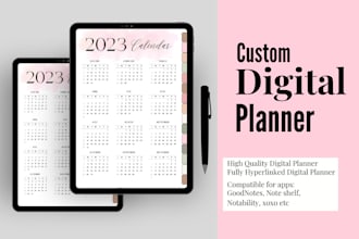 design digital planner, tracker and digital journal for ipad, goodnotes and etsy