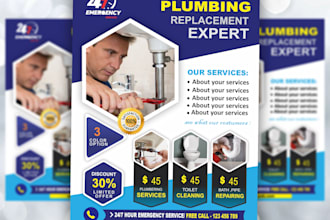 design pressure washing, cleaning, lawn care, plumbing, handyman service flyer