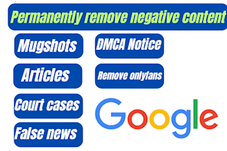 permanently remove mugshots cases articles news delete negative links on google