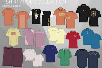 design t shirt and polo shirt with detail tech pack