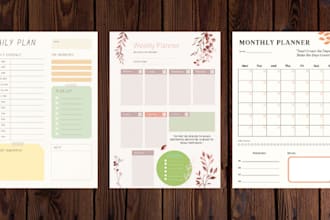 design custom planners, journals, calendar and trackers