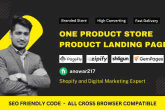 build shopify one product store, product landing page by pagefly,gempages,shogun