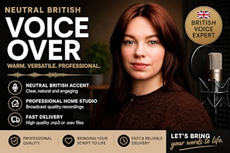a neutral english  female voice over