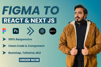 convert psd to react or figma to react or next js using tailwind css