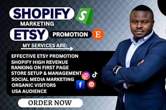 etsy shopify promotion to usa audience, pinterest marketing and management