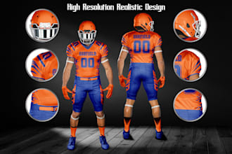 design american football jersey, uniform kit 3d mockup