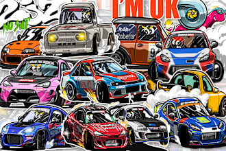 do awesome automotive jdm cartoon car illustration