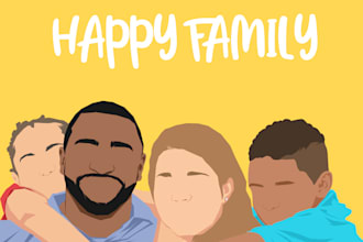 draw a minimalistic vector portrait for your family
