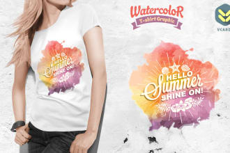 design a summer style watercolor tshirt graphic