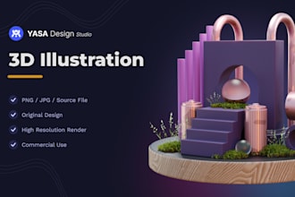 create 3d illustration for interface website or mobile app