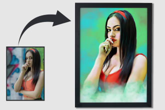 draw realistic oil painting digital portrait from your photo