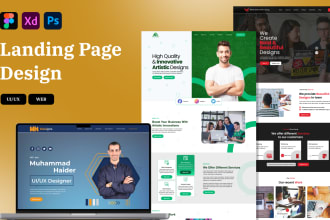 design modern UI UX landing page in figma, xd, illustrator