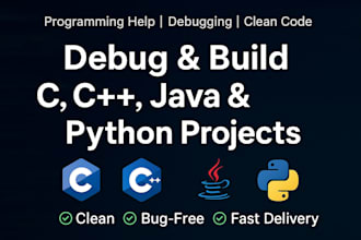solve and debug c, cpp, java and python programming projects