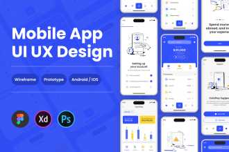 do mobile app UI UX design, app wireframe UI UX design in figma