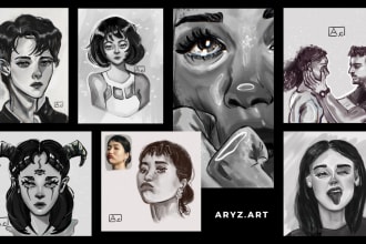 do a black and white stylized portrait for you, quick delivery available