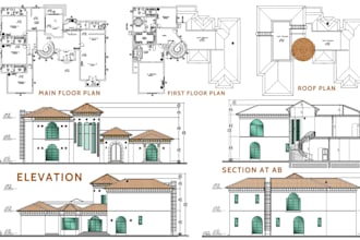 design house plans, site plans, and elevations with full details