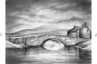 do detailed landscape art, building, house