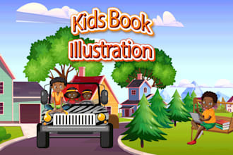 illustrate african and american illustration and children book