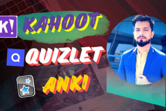 design questions on kahoot and make quizlet and anki flashcards