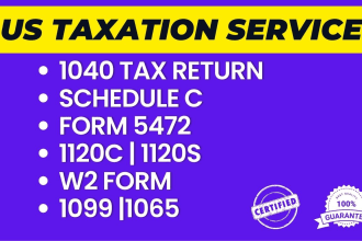 prepare USA business and personal tax returns 1040, schedule c, 1120, 5472