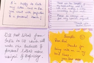 handwrite any letter or card of your choice with an envelope and stamp