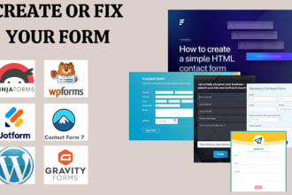 create or fix wordpress contact form, wpforms, gravity form, ninja form