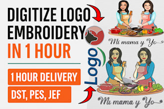 do embroidery digitizing logo convert dst, jef, pes, in a few hours