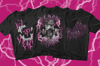 design grunge y2k, futuristic, kpop, streetwear tshirt