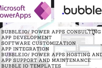 develop in bubble io, power apps, glide for web app and mobile apps development