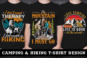 do stunning camping, hiking t shirt designs for outdoor enthusiasts
