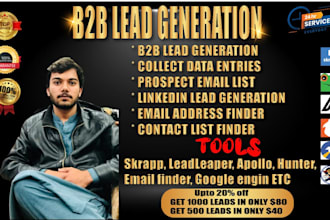 give you b2b lead generation, data scraper, email finder