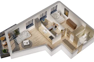 create 2d and 3d floor plan and rendering from blueprint