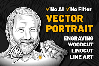turn photo into retro vintage vector cnc engraving portrait