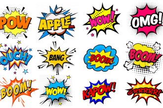 do an original 80s retro 90s pop art, comic text style and logo