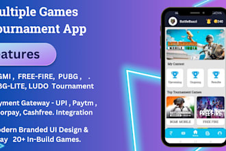 developed tournament app with admin panel for bgmi free fire pubg