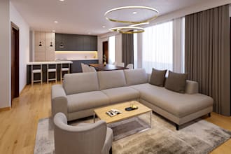 design photorealistic 3d interior renderings for living room, bedroom, kitchen