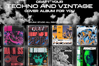 craft a vintage, techno, and futuristic cover album for you