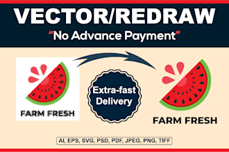redraw logo vectorize, manual vector tracing, convert to high res printable file