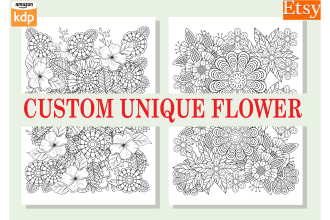 create custom unique flower coloring pages for amazon kdp, etsy