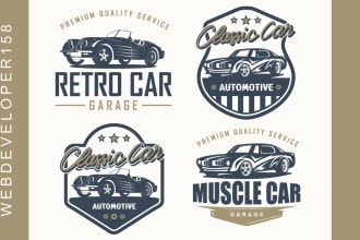 create vintage style automotive and auto detailing car logo design